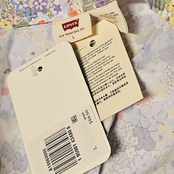 Levi's Spaghetti Strap Floral Romper Women Size l Side Pockets - Picture 7 of 11